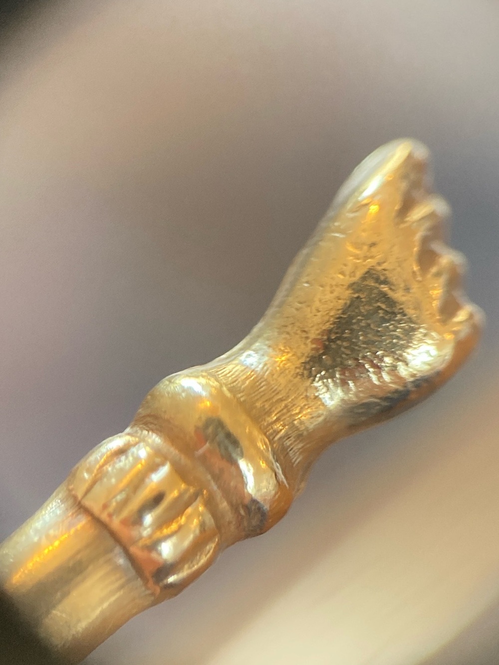 Rare Antique Victorian Figa Fist Snake Diamond Engraved Brass Bypass Bracelet - Picture 4 of 17